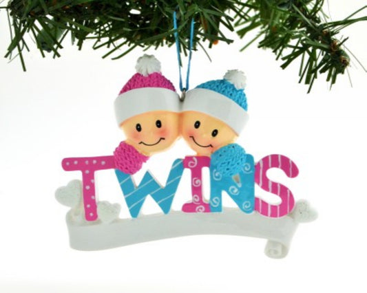 Twins Personalized Christmas Ornament/Boy-Girl, Boy-Boy and Girl-Girl