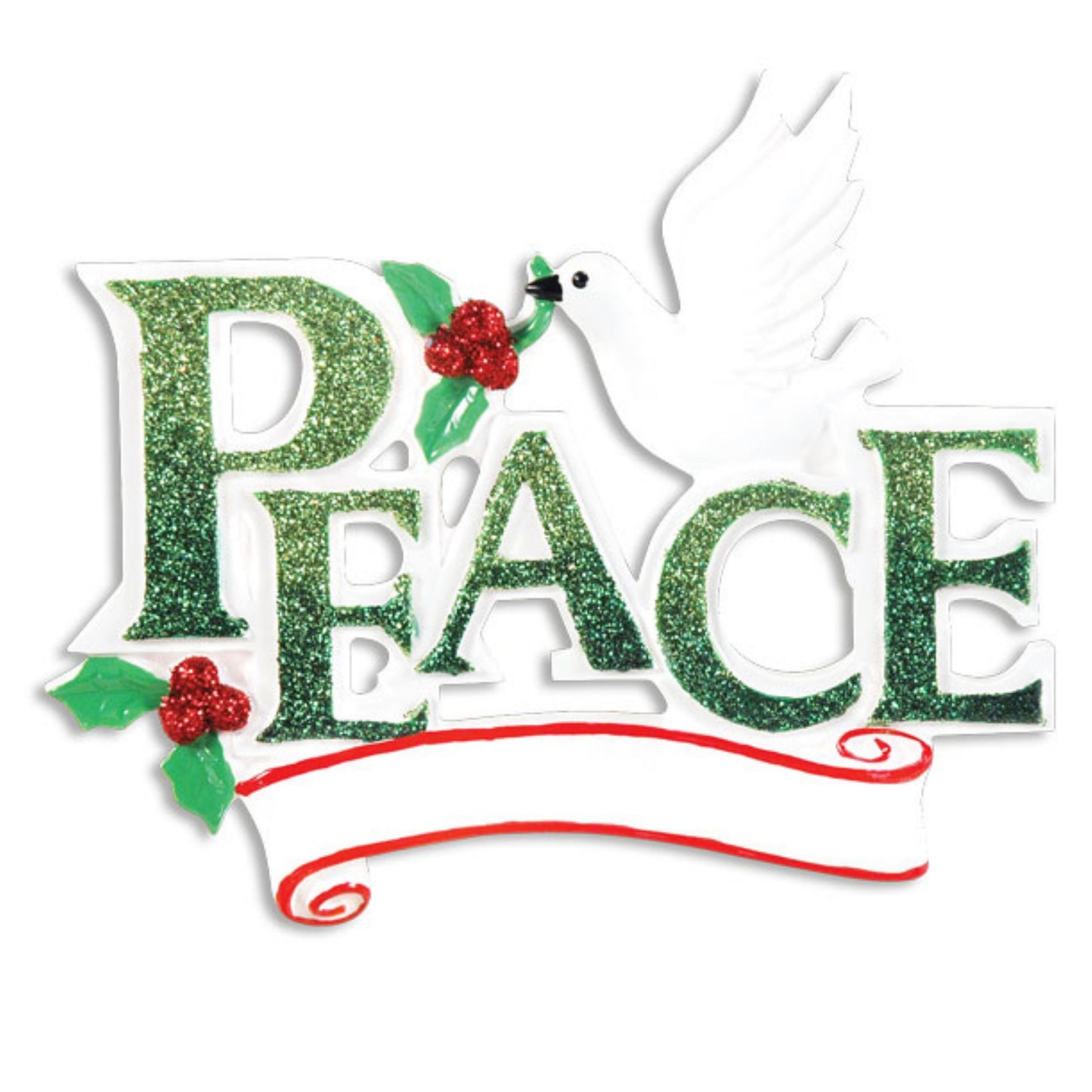 PEACE White Dove Personalized Christmas Ornament