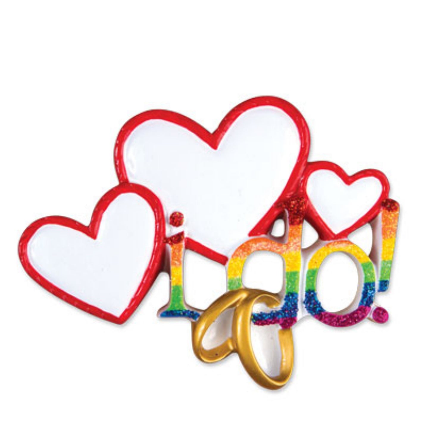 "I do" Rainbow Hearts Personalized Christmas Ornament
