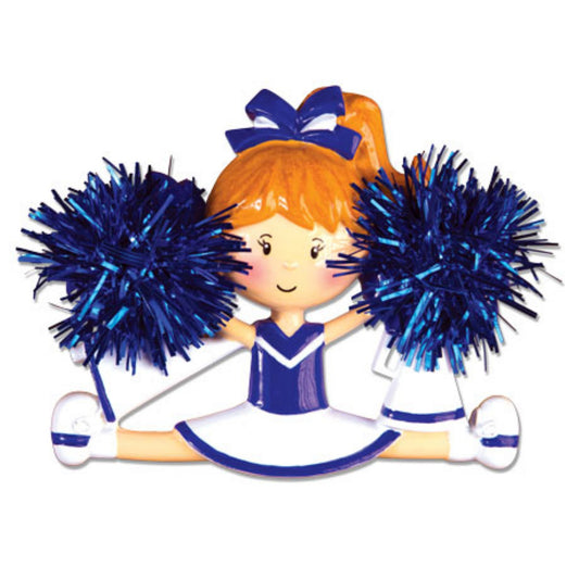 Cheer Team/Cheerleader and Pom-Poms Personalized Christmas Ornament/Blue, Green, Purple or Red