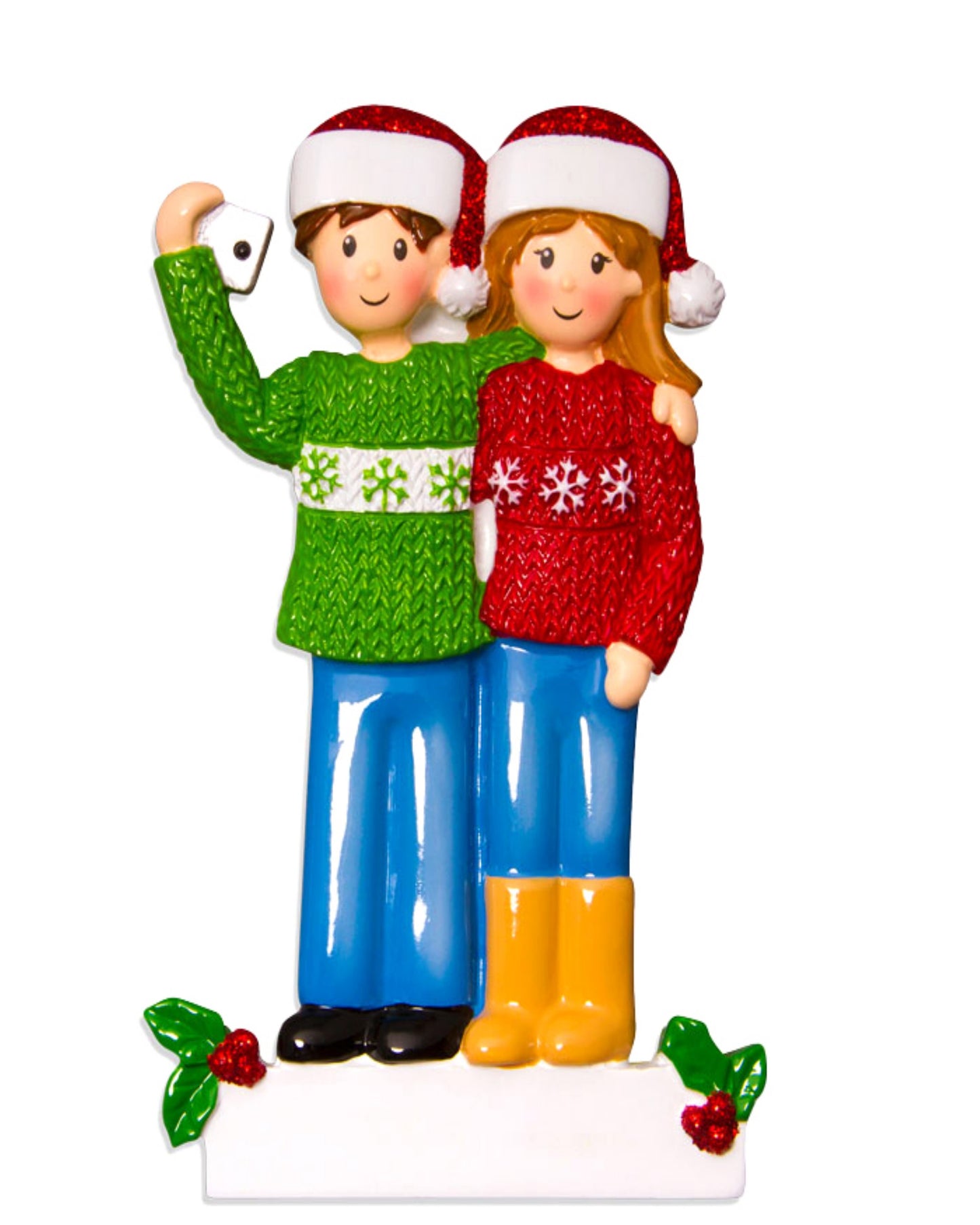 Selfie Couple Personalized Christmas Ornament