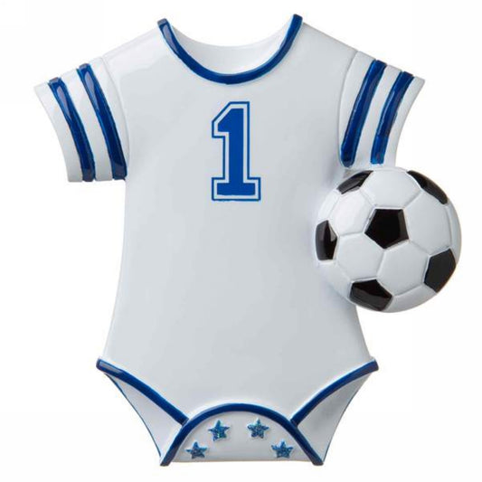 Baby Blue Sports Onesie Personalized Christmas Ornament/Bat & Ball/Football/Soccer