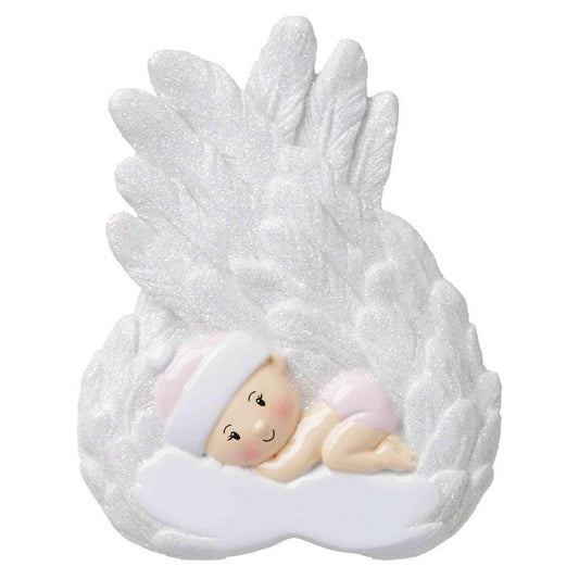 Angel Wings Baby Personalized Christmas Ornament/Pink or Blue