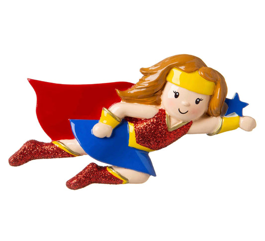 Superhero with Cape Personalized Christmas Ornament/Superman & Wonder Woman