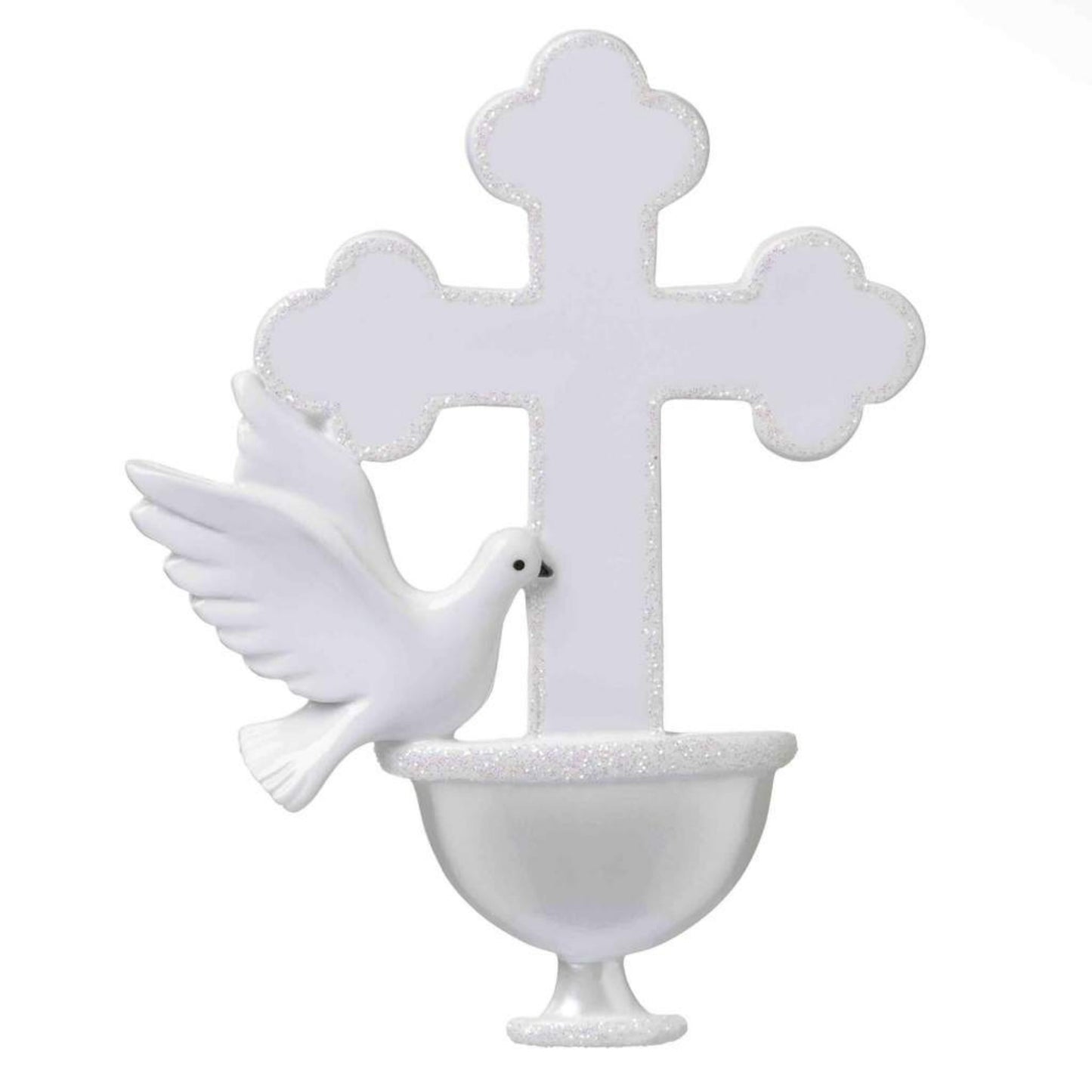 Religious Cross & Dove Personalized Christmas Ornament