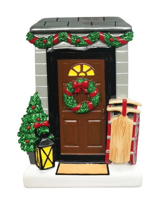 Festive Front Door Personalized Christmas Ornament