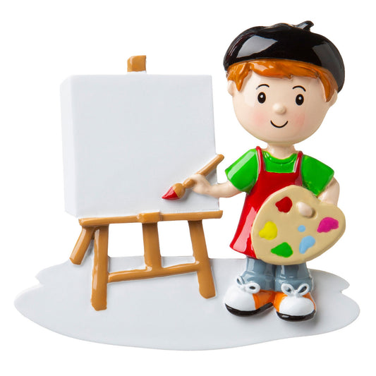 Art Easel and Color Palette Personalized Christmas Ornament/Girl or Boy Artist