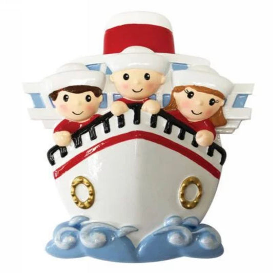 Cruise Ship Adventure Personalized Christmas Ornament/Family of 2, 3, 4, 5 and 6