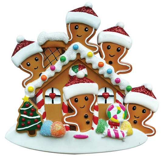 Gingerbread House Family Personalized Christmas Ornament/Family of 3, 5 and 6