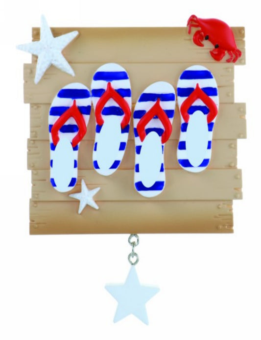 Beach Flip Flops Personalized Christmas Ornament