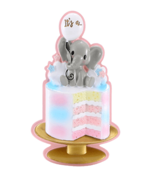 Gender Reveal Cake Personalized Christmas Ornament/Pink or Blue