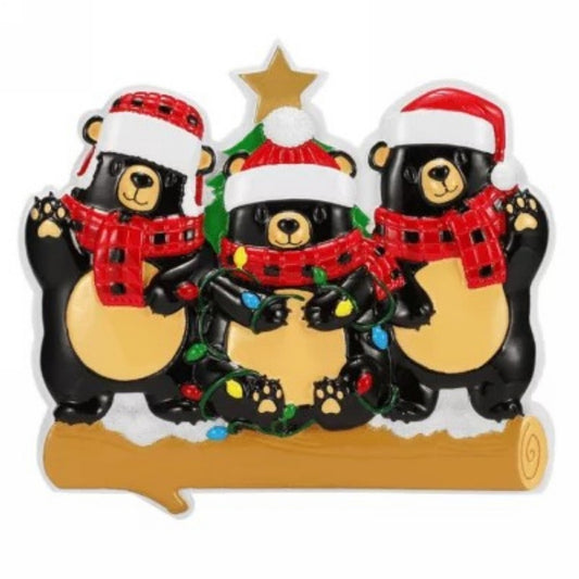 Bears with Scarves Personalized Christmas Ornament/Family of 3, 4, 5