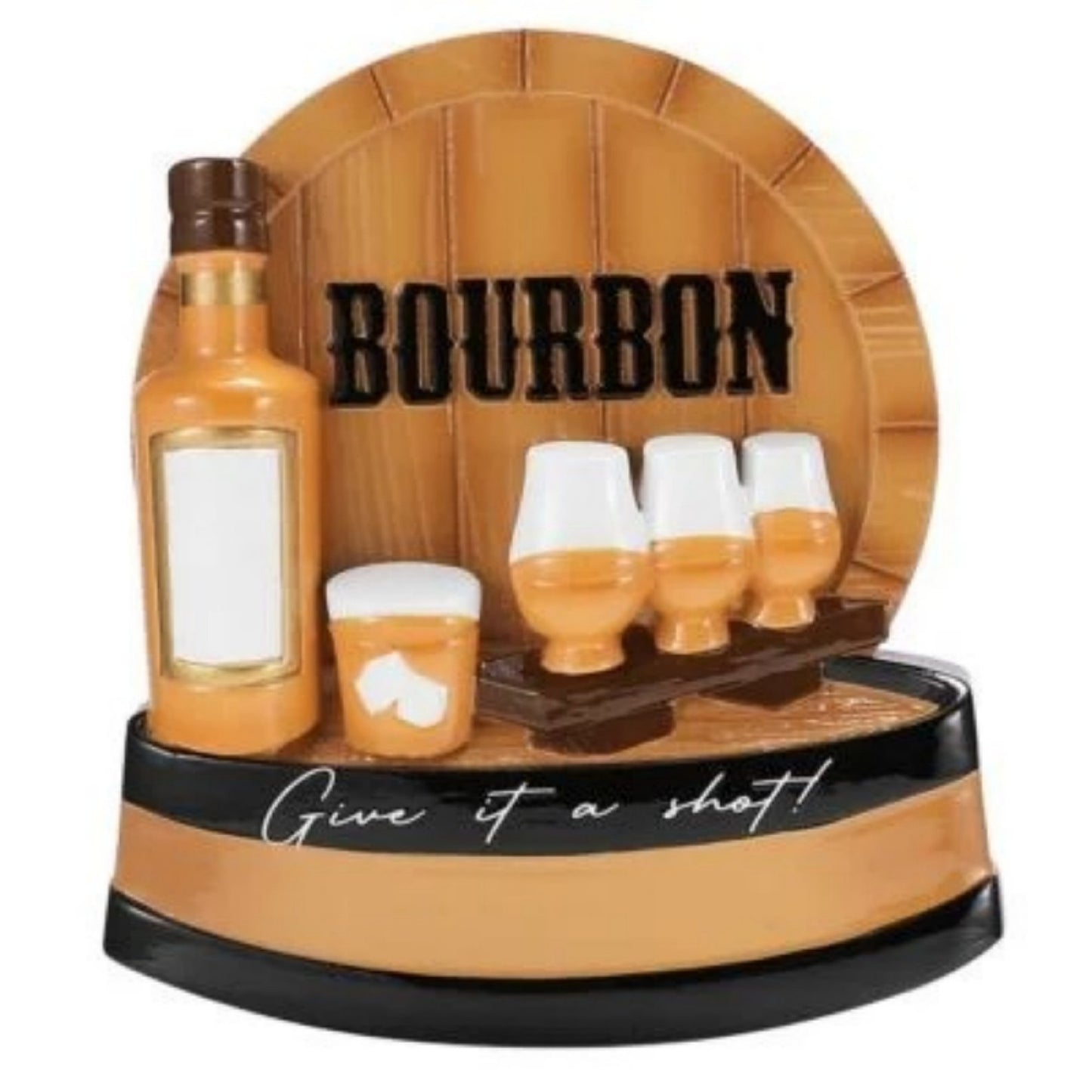 "Give It A Shot" Bourbon Barrel Personalized Christmas Ornament