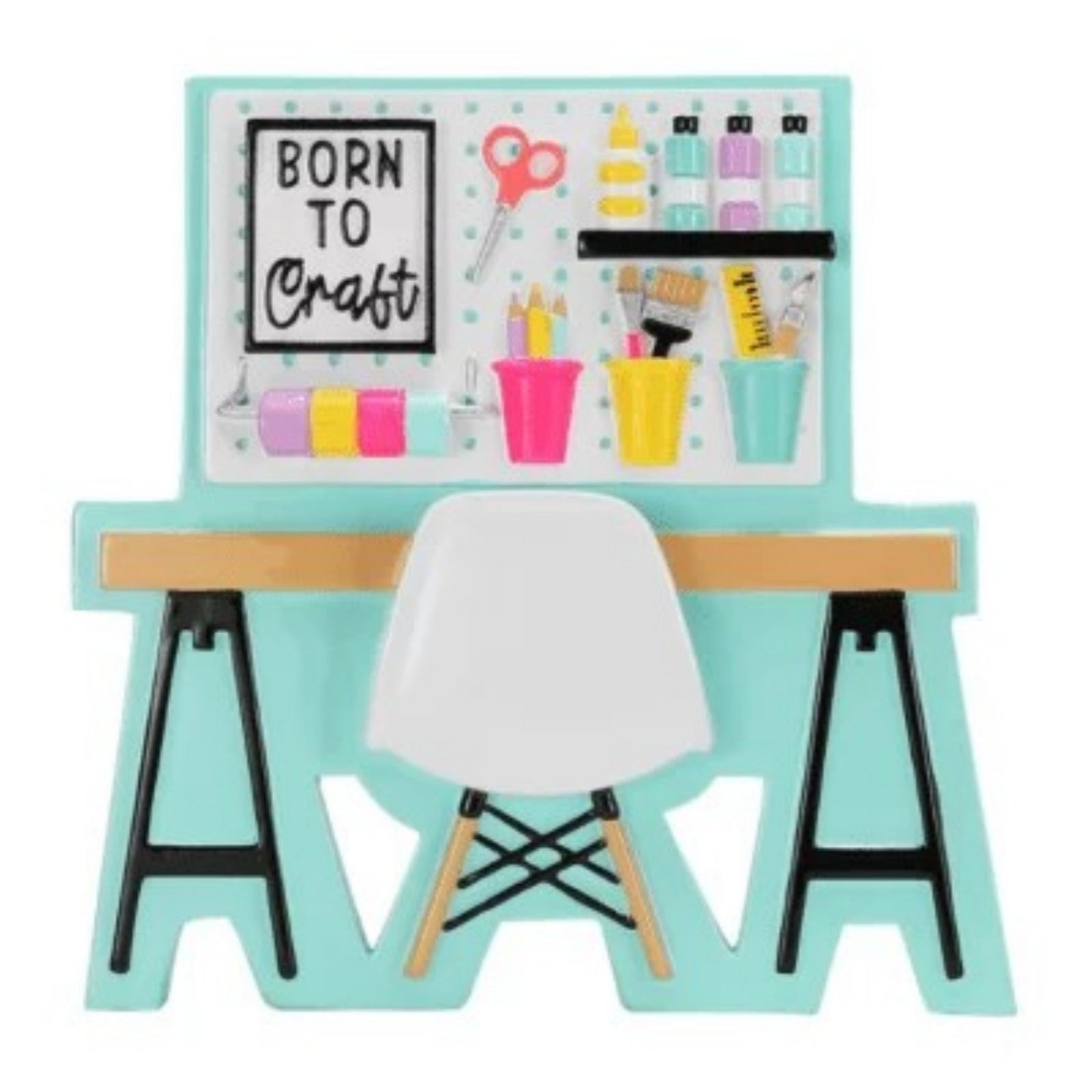 "Born To Craft" Art Table Personalized Christmas Ornament