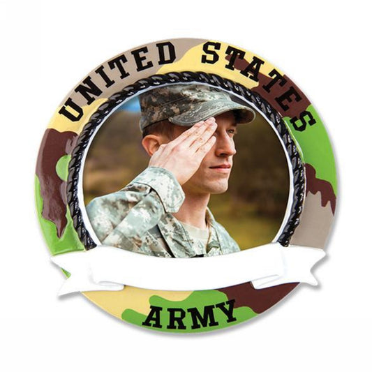 Camouflage Military Picture Frame Personalized Christmas Ornament/With "ARMY" or Blank