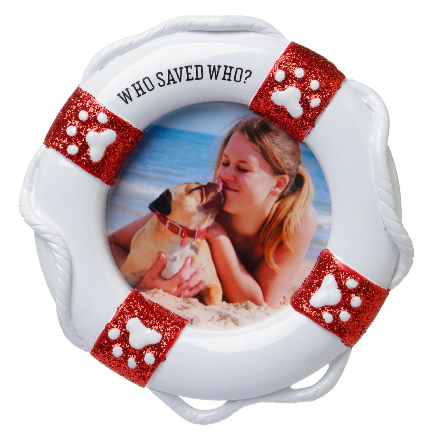 "Who Saved Who?" Pet Rescue Personalized Picture Frame Ornament