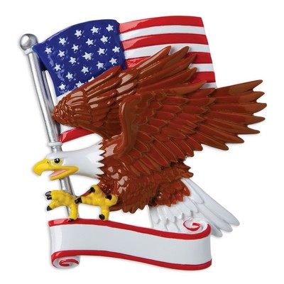 American Flag & Bald Eagle Personalized Christmas Ornament