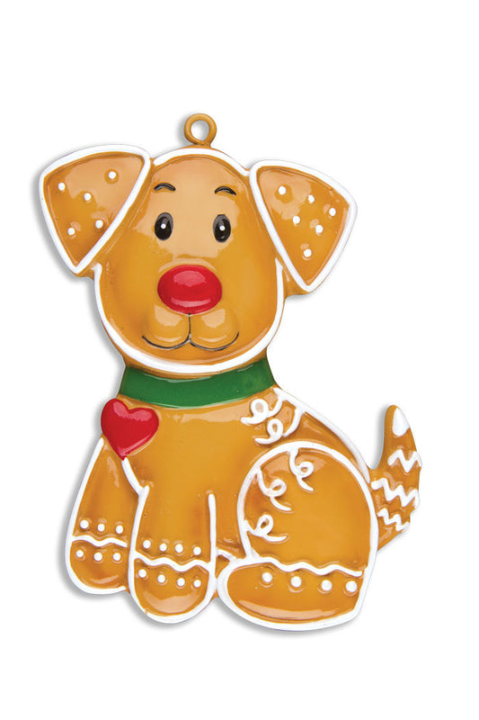 Gingerbread Puppy Dog Personalized Christmas Ornament