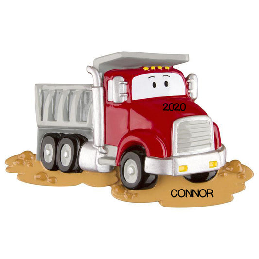 Red Dump Truck Personalized Christmas Ornament