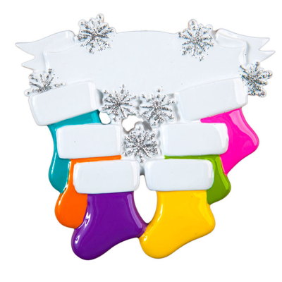 Bright Stocking Family of 6/Group of Friends Personalized Christmas Ornament
