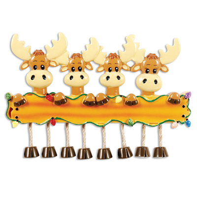 Moose Family of 4/Group of Friends Personalized Christmas Ornament