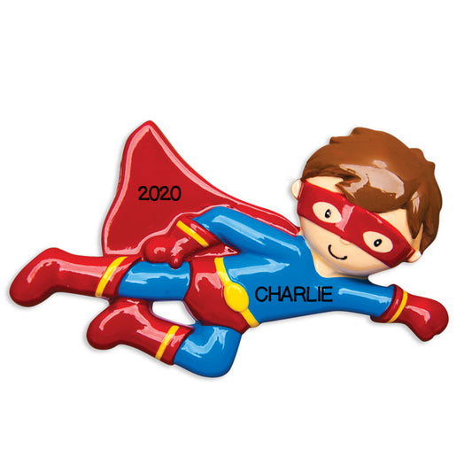 Flying Superhero Personalized Christmas Ornament