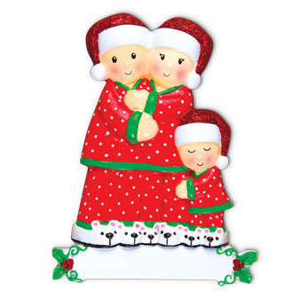 Pajama Family Personalized Christmas Ornament/Family of 2, 3, 4, 5 and 6