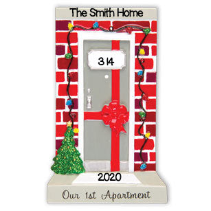 PERSONALIZED CHRISTMAS ORNAMENT NEW APARTMENT DOOR OUR 1ST APARTMENT / PERSONALIZED BY SANTA / PERSONALIZED FIRST APARTMENT ORNAMENTS / PERSONALIZED 1ST APARTMENT ORNAMENTS