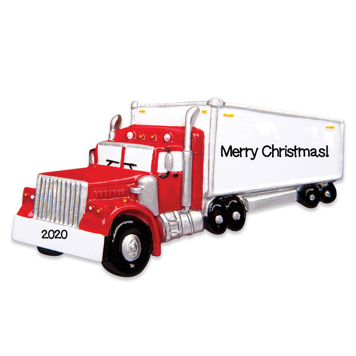 Big Rig Semi-Truck Personalized Christmas Ornament