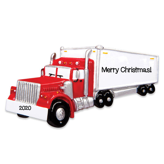Big Rig Semi-Truck Personalized Christmas Ornament