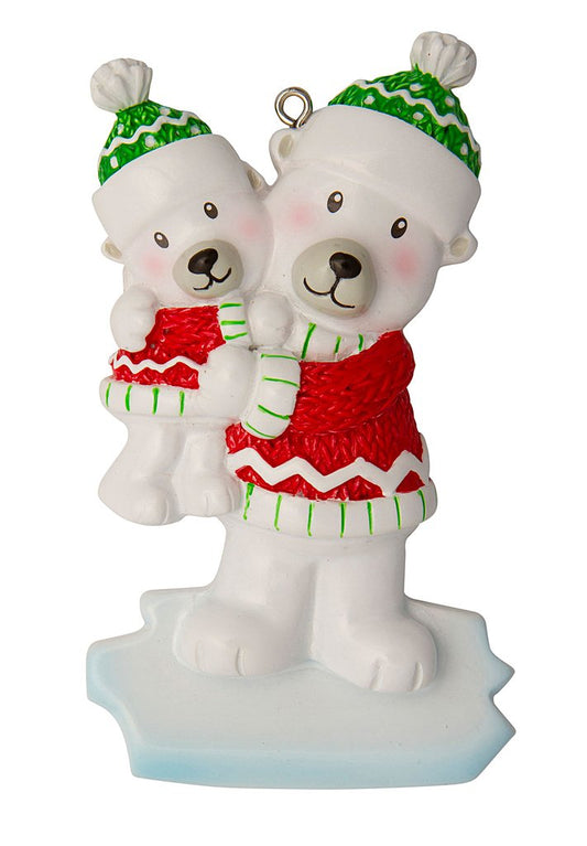 Single Parent/Doting Grandparent/Big Sibling Polar Bear Personalized Christmas Ornament