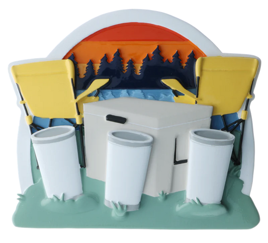 Camp Chairs & Cooler Personalized Christmas Ornament