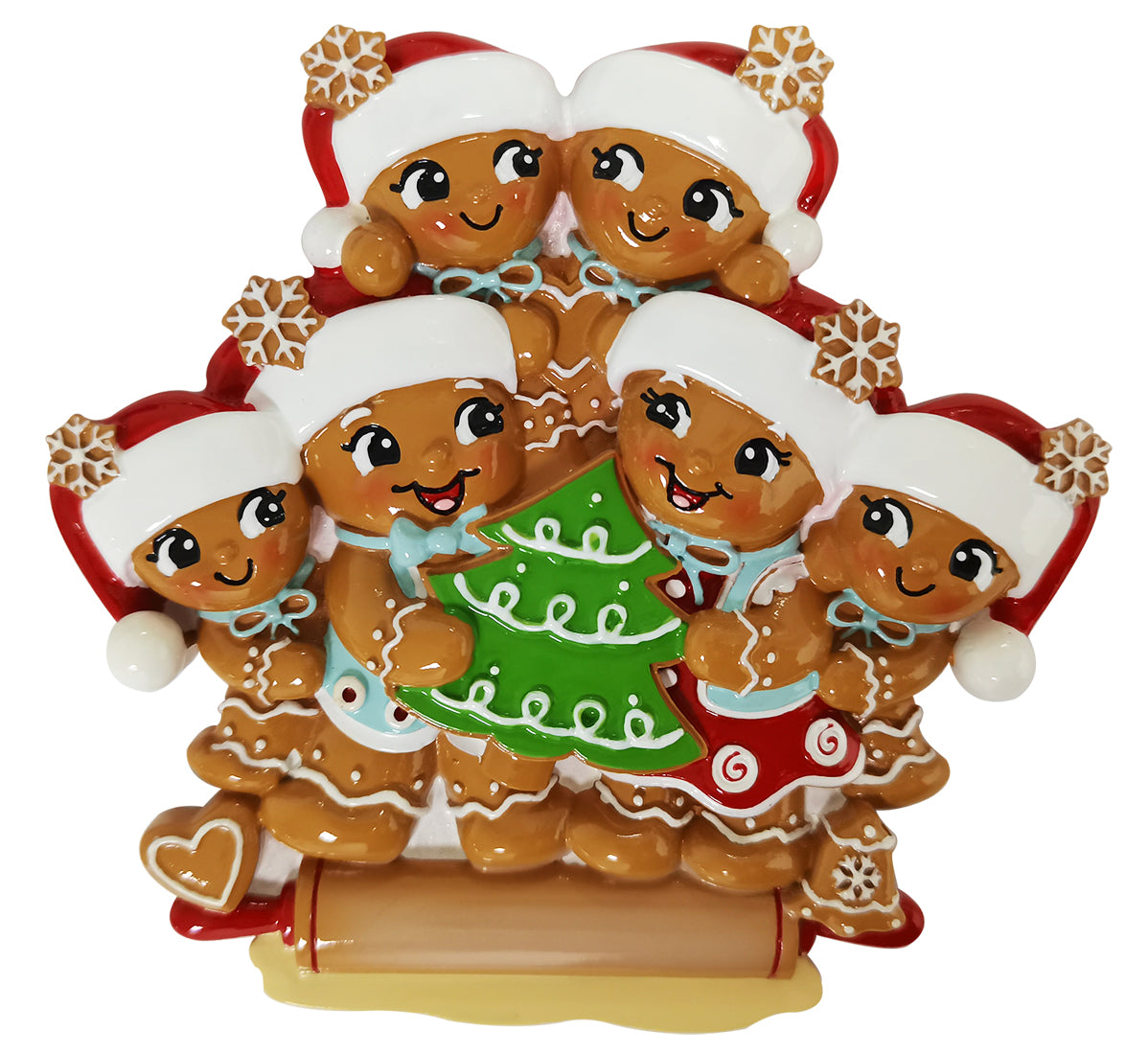 Gingerbread Cookie Family Personalized Christmas Ornament