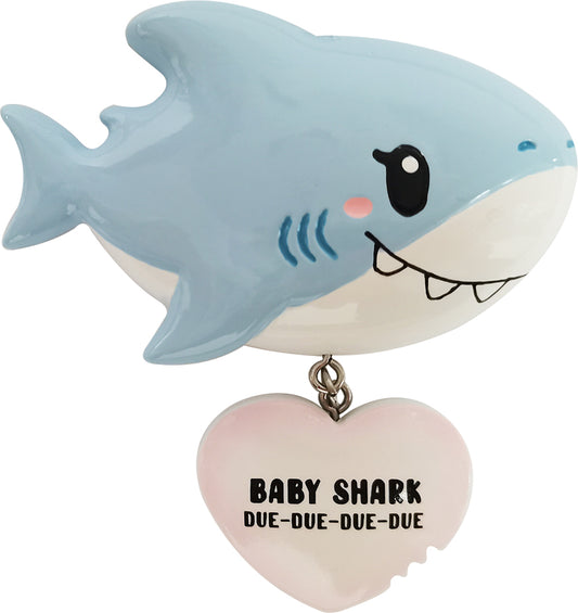 Baby Shark Due Due Due Due Date Personalized Christmas Ornament/Pink or Blue