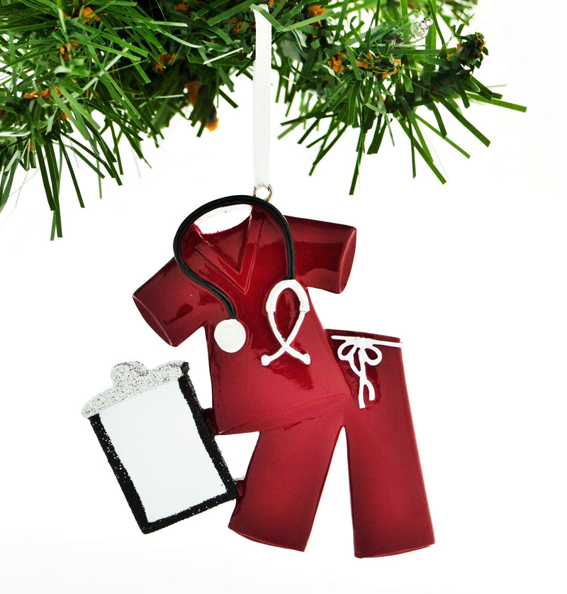 Personalized Christmas Ornament Scrubs Doctor Nurse RED/Personalized by Santa/Personalized Doctor Christmas Ornament/Personalized Nurse Christmas Ornament
