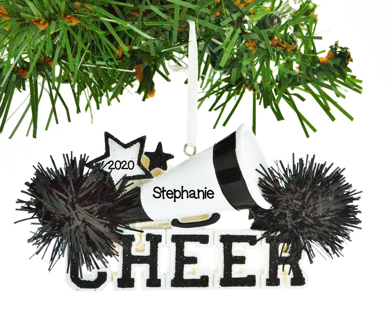 Personalized Christmas Ornament Cheerleader/Personalized by Santa/Black Cheerleader Christmas Ornament/Cheerleader Ornaments Christmas