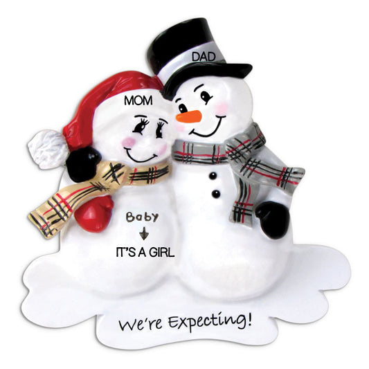 We're Expecting Snowman Couple Personalized Christmas Ornament Pregnancy New Baby