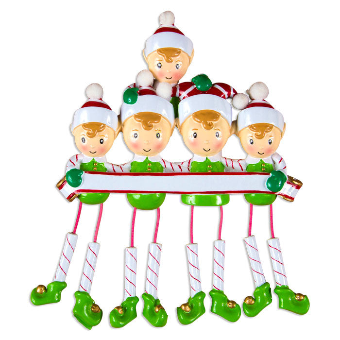 Dangling Elf Family Personalized Christmas Ornament/Family of 3 and 5