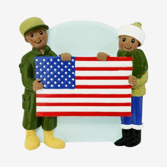 Military Couple of Color Personalized Christmas Ornament