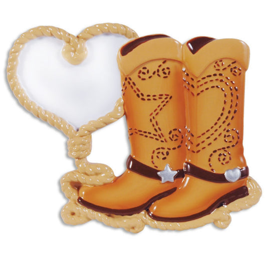Cowboy Boots & Rope Lasso Personalized Christmas Ornament