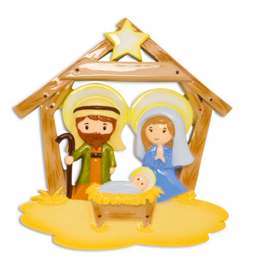 Nativity Manger Scene Personalized Christmas Ornament