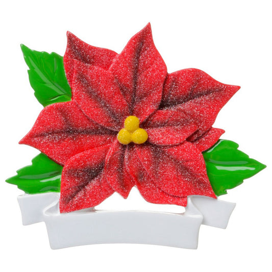 Poinsettia Personalized Christmas Ornament/Red or White