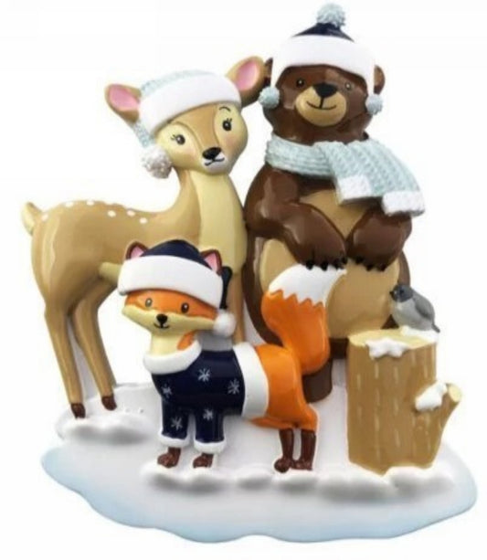 Woodland Family Personalized Christmas Ornament/Family of 3, 4, 5 and 6
