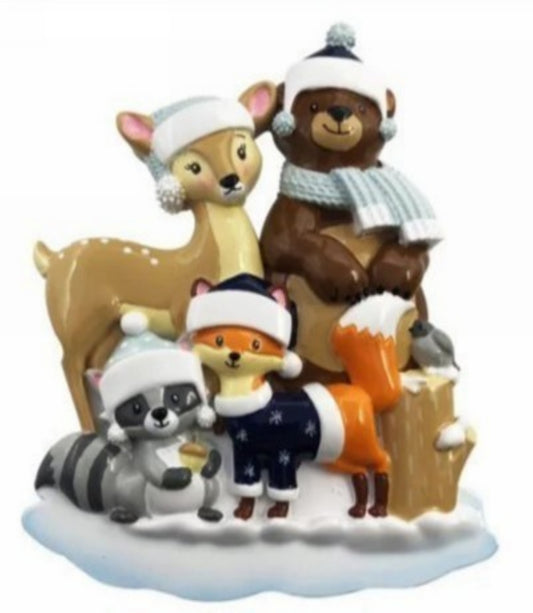 Woodland Family Personalized Christmas Ornament/Family of 3, 4, 5 and 6