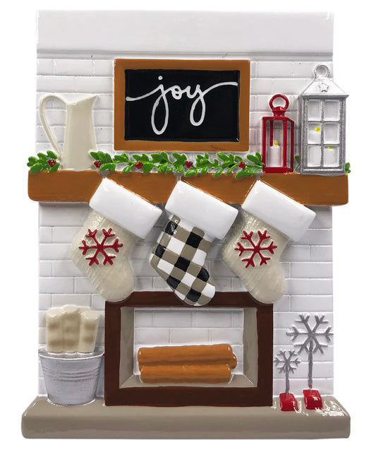 Fireplace Mantle & Stockings Personalized Christmas Ornament/Group of 2, 3, 4, 5 and 8