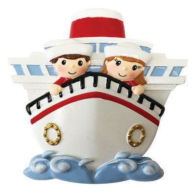 Personalized Christmas Ornament Cruise Ship Boating Family of 2/Personalized Boating Cruise Couple Ornament/Personalized Cruise Ship Ornament/Family of 2 Christmas Ornament/Personalized By Santa
