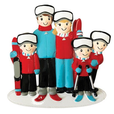 Personalized Christmas Ornament Ski Family of 5/Personalized Ski Family of 5 Ornament/Personalized Ski Resort Ornament/Family of 5 Christmas Ornament/Personalized By Santa