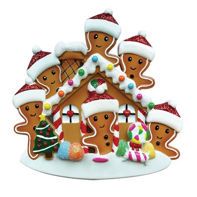 PERSONALIZED CHRISTMAS ORNAMENTS FAMILY- Gingerbread House Family of 6/PERSONALIZED BY SANTA/6 FAMILY CHRISTMAS ORNAMENT/ CHRISTMAS ORNAMENT Gingerbread Cookie 6 / PERSONALIZED CHRISTMAS ORNAMENT Family of 6