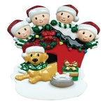 Personalized Christmas Ornament Family of 4 With Dog/Personalized Xmas Ornament Family of 4 with Dog/Holiday Family with Dog Ornament/Parents w/ 2 kids Ornament/Personalized By Santa