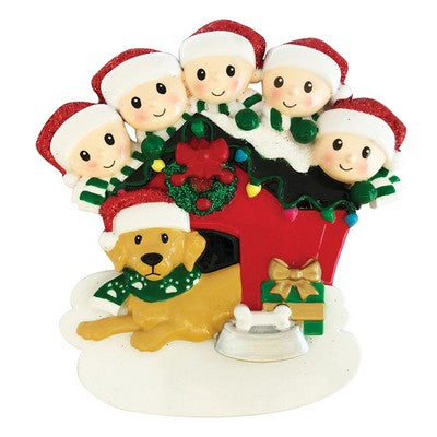 Personalized Christmas Ornament Family of 5 With Dog/Personalized Xmas Ornament Family of 5 with Dog/Holiday Family with Dog Ornament/Parents w/ 3 kids Ornament/Personalized By Santa